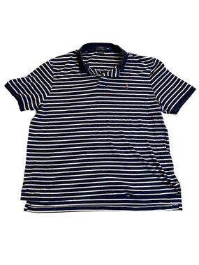 Polo Ralph Lauren Mens Polo Shirt 2XL Pima Soft Touch Navy White Striped Casual